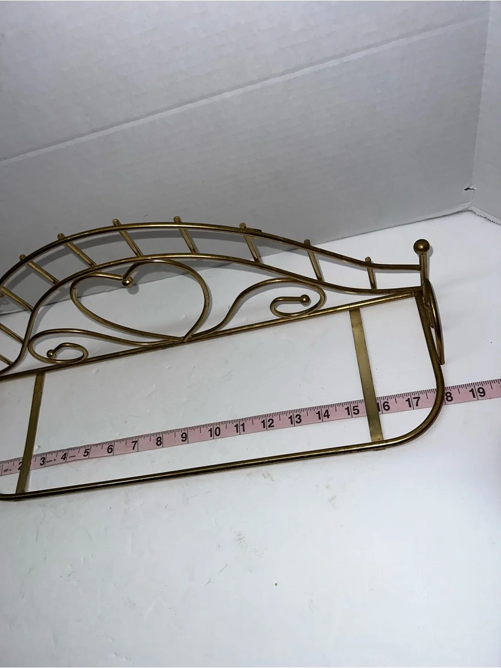 Vintage Gold Metal Heart Wall Shelf Brass Cottagecore